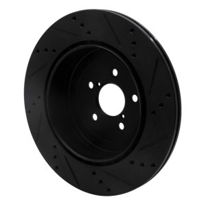 Subaru BRZ Brake Rotor (1) - Rear Left - R1 Concepts - Drilled & Slotted - Black - `17-`25